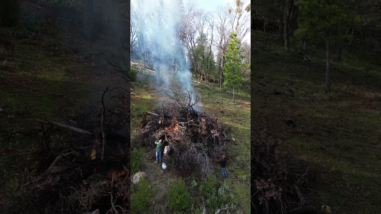 Lighting a Burn Pile using a propane torch and a leaf blower