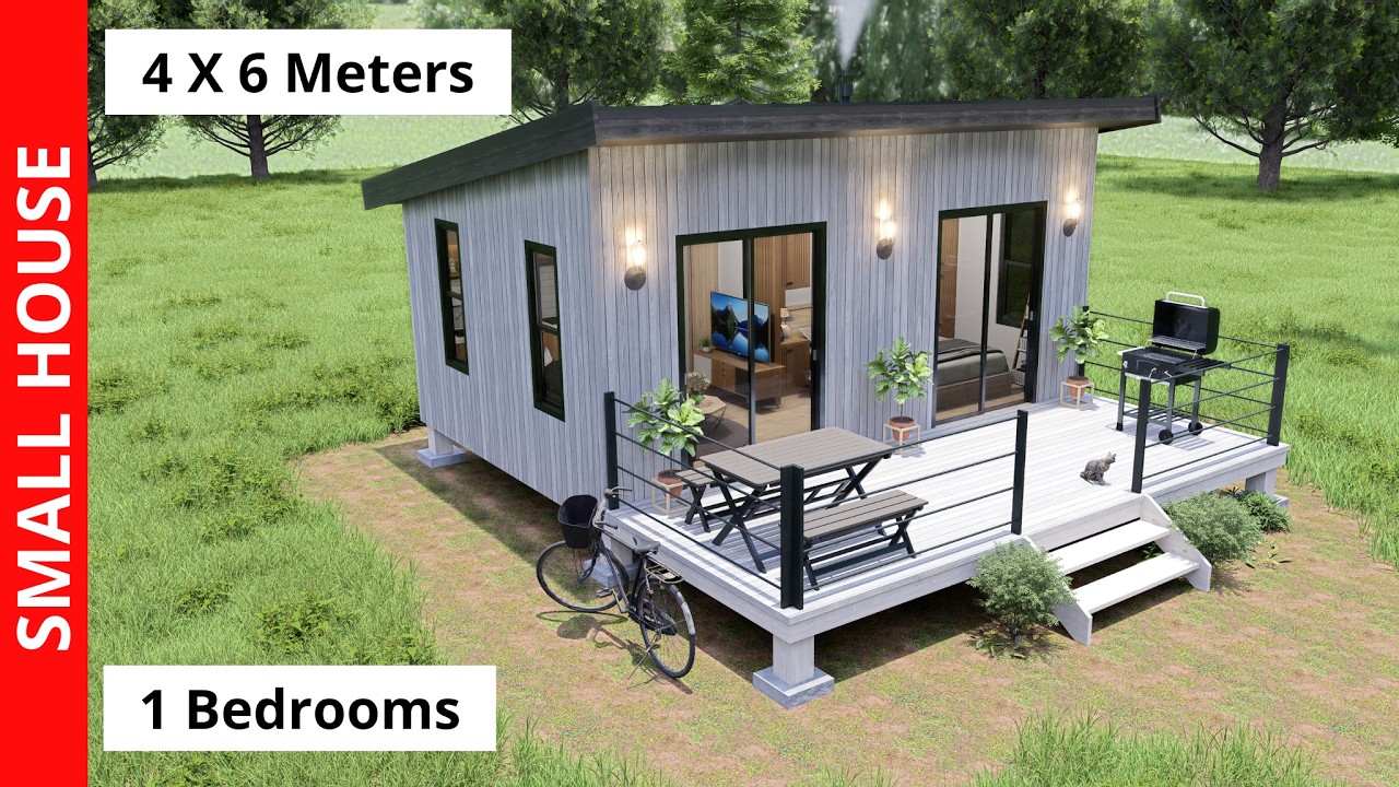 Small House 4x6 meters with 1 Bedoorm | Tiny House Design