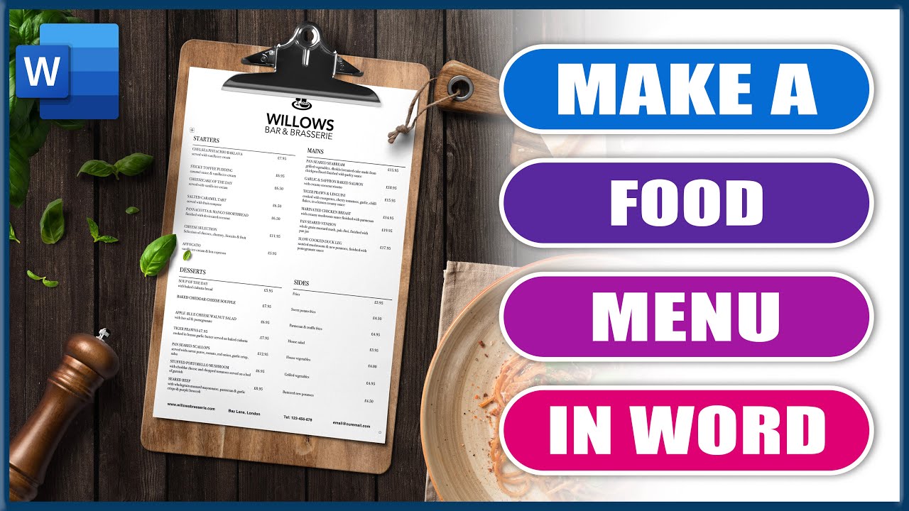 Create a Food / Restaurant Menu in Word | Microsoft Word Tutorials