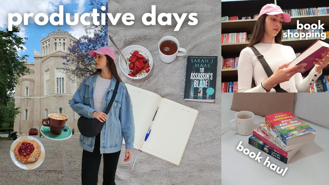 bookstore vlog, book haul & life in athens 🎧 productive vlog