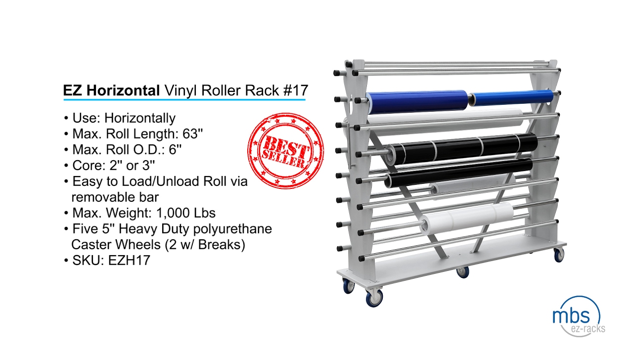 EZ Horizontal Vinyl Roller Rack #17 - EZH17