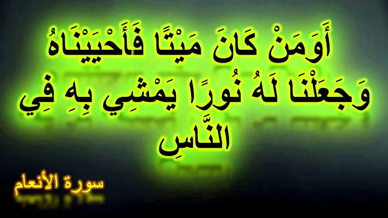 أومن كان ميتا فأحييناه وجعلنا له نورا يمشي به في الناس _ من سورة الأنعام