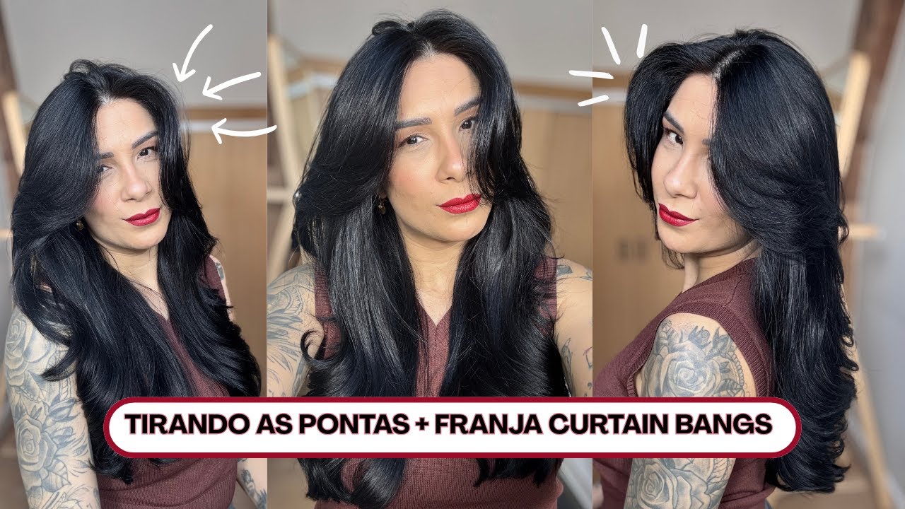 PASSO A PASSO CORTANDO O CABELO + FRANJA CURTAIN BANGS | Por @jessicatthings_