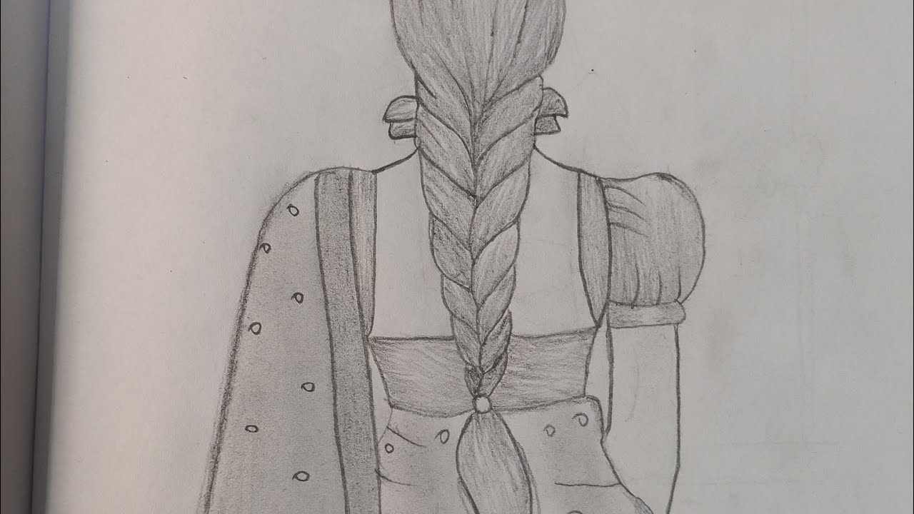 How to draw a girl backside hairstyle || pencil Sketch for beginner || girl drawing
