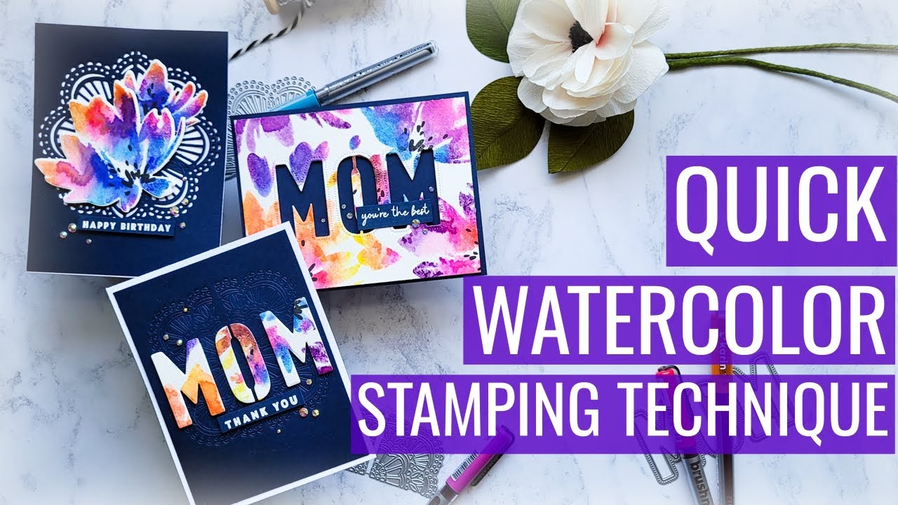 Quick Watercolor Stamping Technique: We Have Water