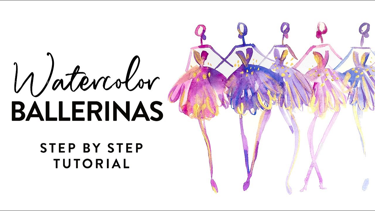 Easy Pointebrush Ballerinas (Watercolor Step by Step Tutorial)