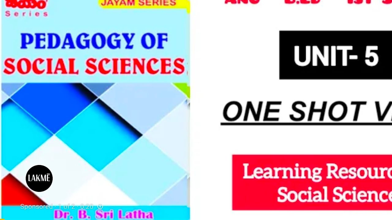 1st semesterll pedagogy of social science ll Unit-5 llAcharyaNagarjunaUniversity BED one shot video 