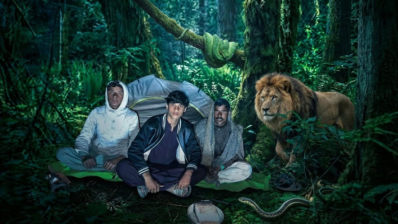 Night Jungle Camping | Group Adventure | Wild Animals Came Near (No Attack)