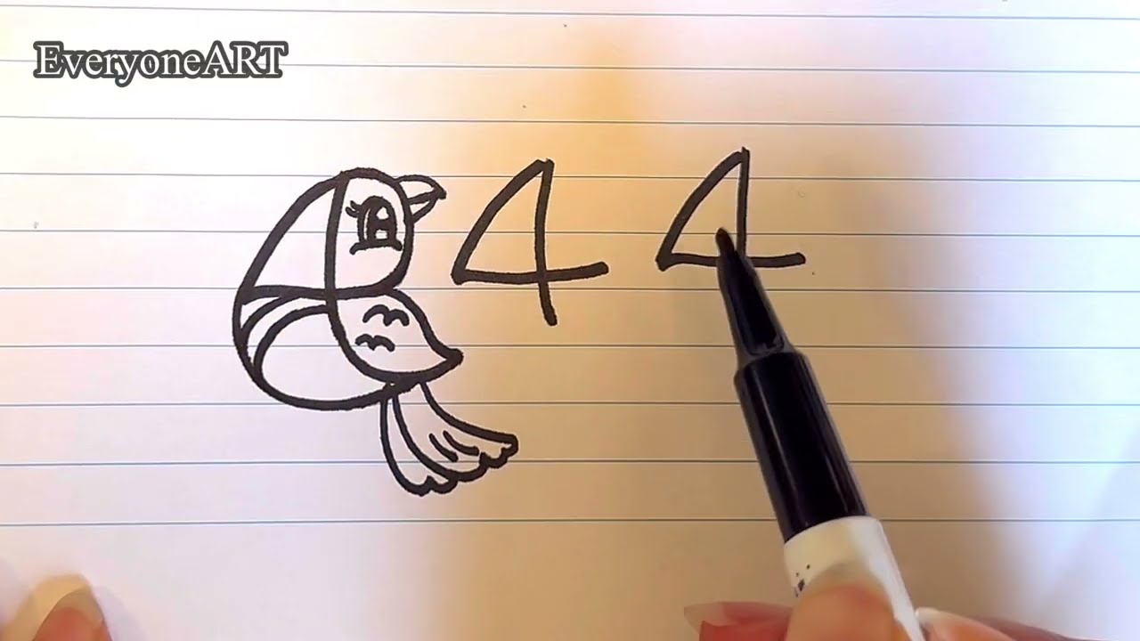 How to Draw Bird from 444 | Easy Drawing