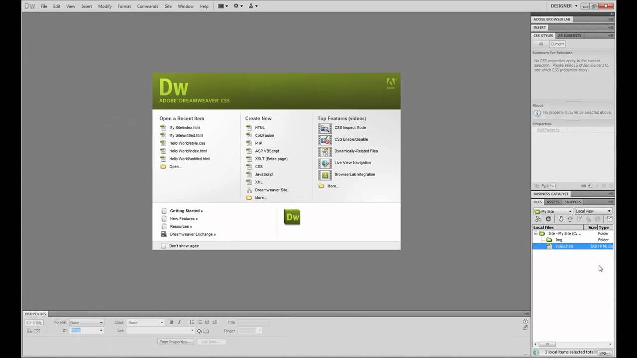 Managing a site -- Dreamweaver CS5