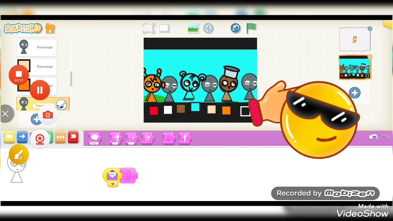 Haciendo sprunki en scratch jr.juega con plastixel