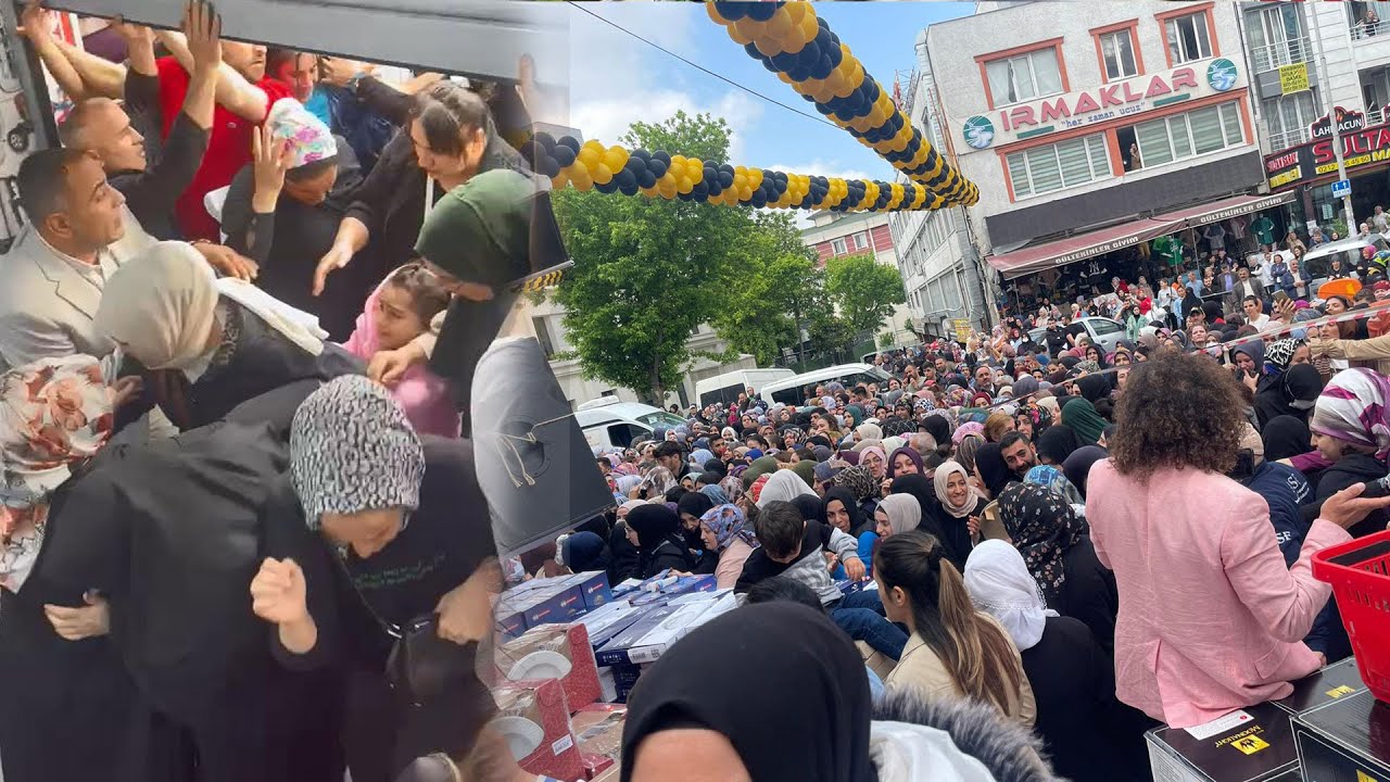 Esenyurt’ta indirim izdihamı! Birbirlerini böyle ezdiler