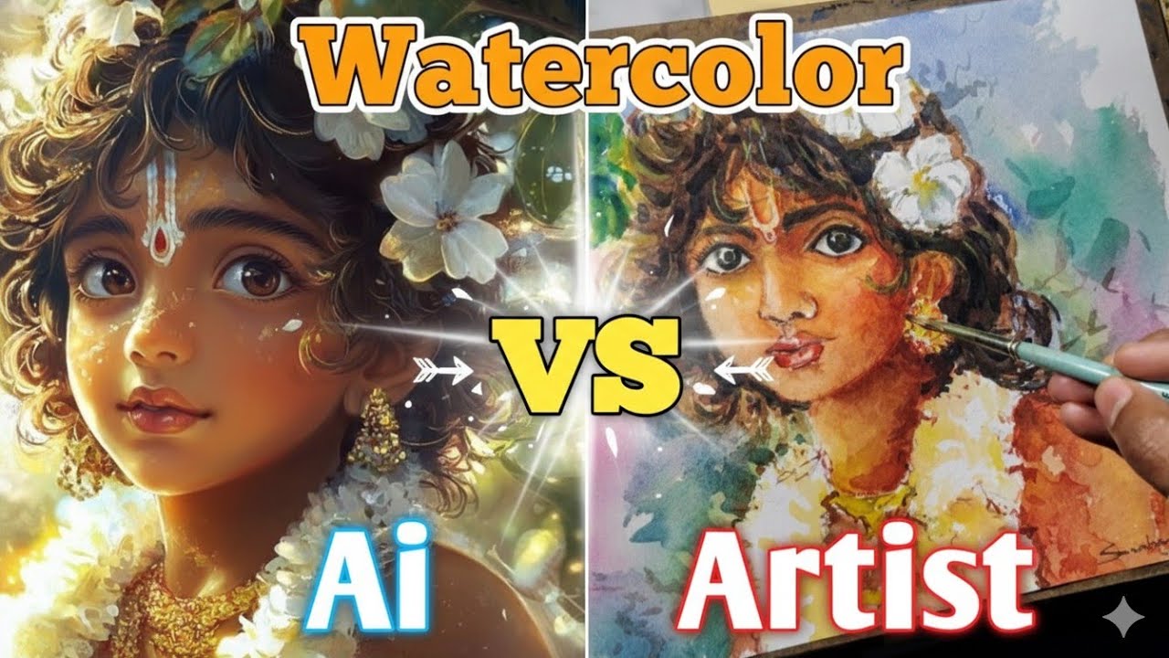 AI vs Artist | Little Krishna Drawing | Hand Drawing vs Artificial Intelligence Art