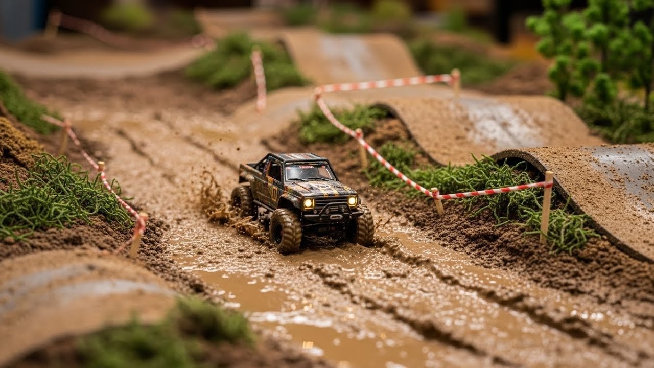 ASMR Miniature RC Truck Mud Adventure Part 01🌧️ | Satisfying Off-Road Mud Splash Sounds