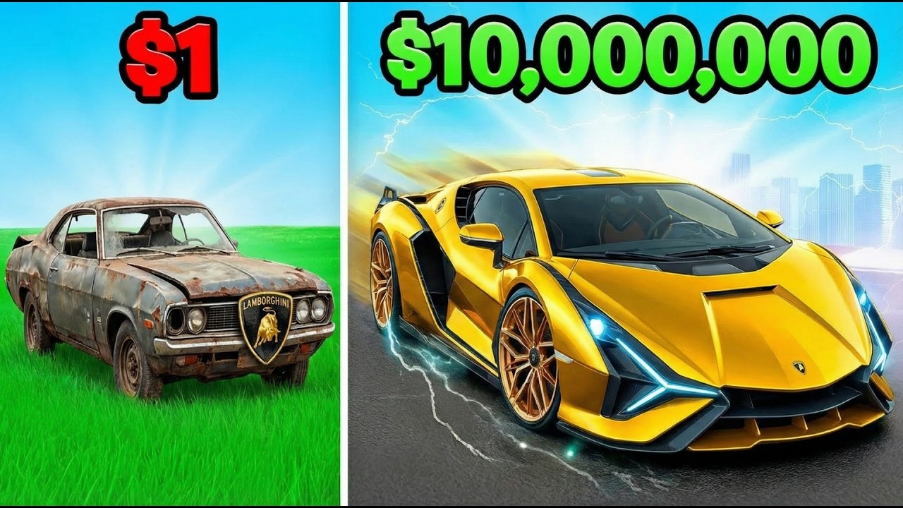 $1 To $10,000,000 GOD LAMBORGHINI CAR In GTA 5!