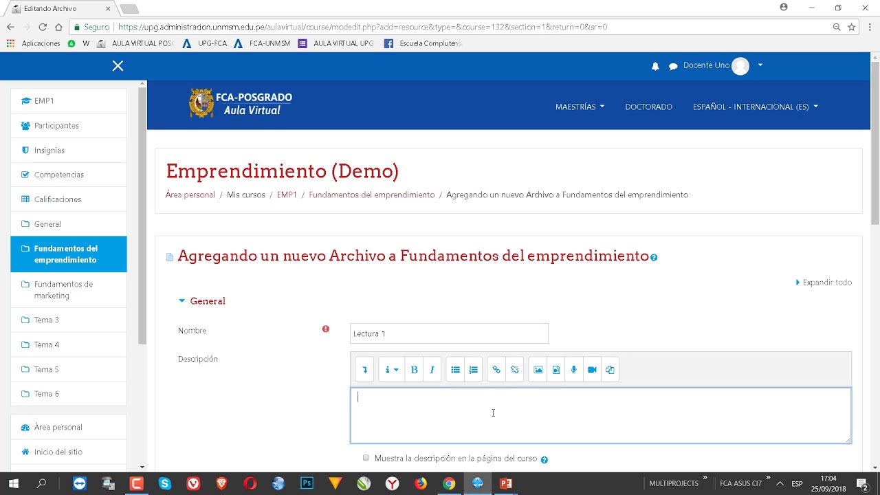 MOODLE: ¿Cómo subir materiales a un curso? (Versión 2)