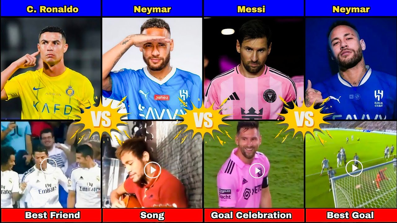 Comparison: Ronaldo vs Messi vs Neymar⚡Who's Your GOAT ❓