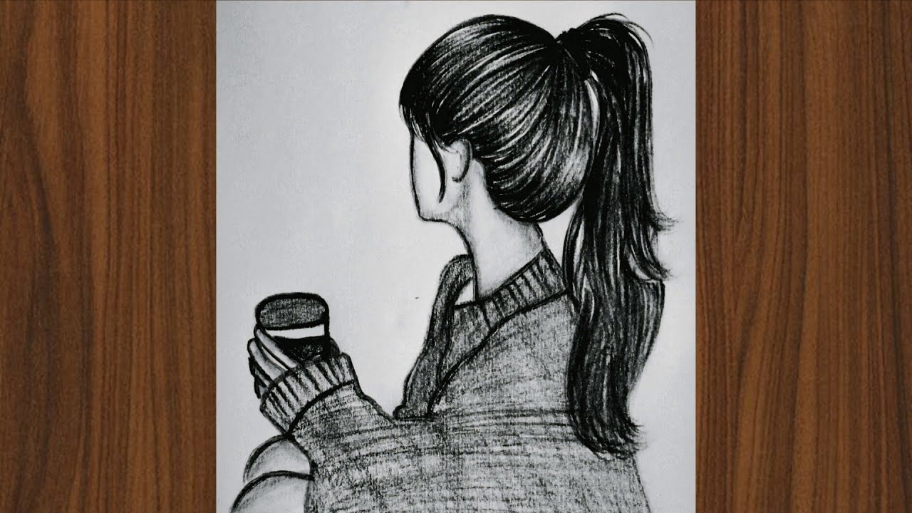 How to draw a Girl with coffee cup|| Pencil sketch for beginner || Girl drawing || Drawing
