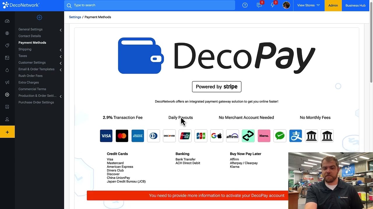 How to Configure DecoPay Payment Gateway within DecoNetwork