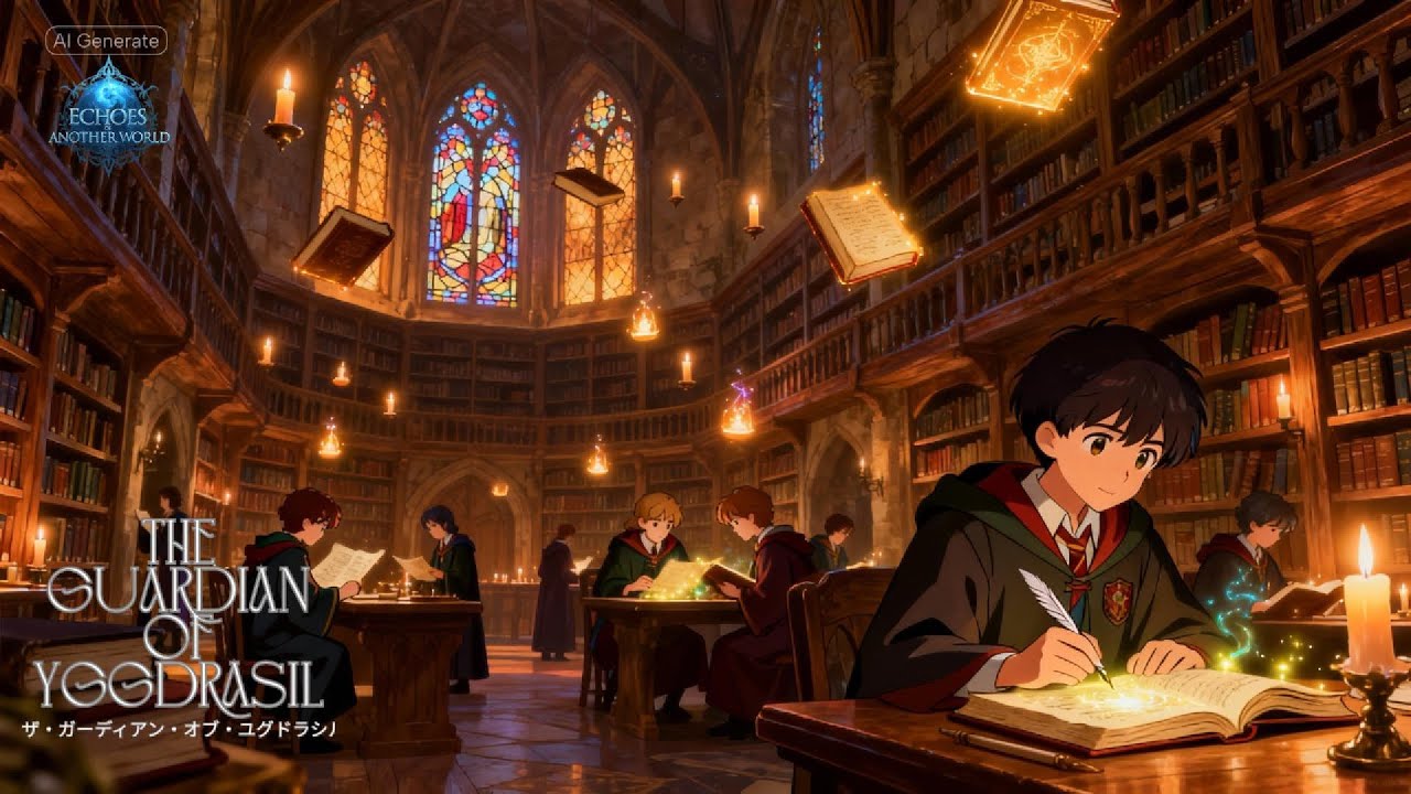 1 Hour of Amber Wizard Academy Ambience [ The Guardian of Yggdrasil ] | Anime Fantasy, Study, Sleep