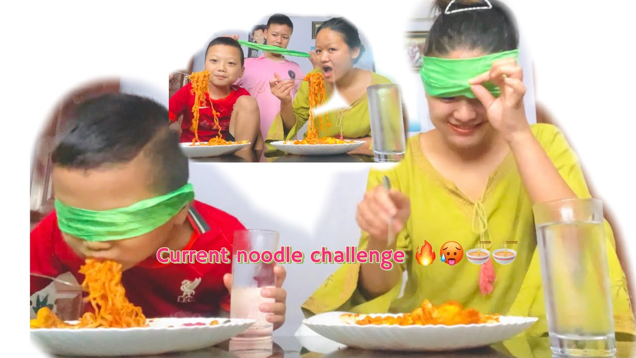 Blindfold noodles change🍝🍝🔥with my son 😅 #prank #noodles #challenge