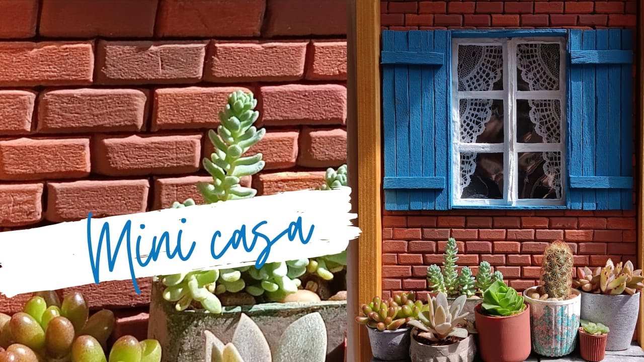 DIY-IDEIA C BANDEJA DE ISOPOR-IDEIAS BRILHANTES LINDAS-CASINHA MINI-TIJOLO A VISTA-JANELA DE VIDRO