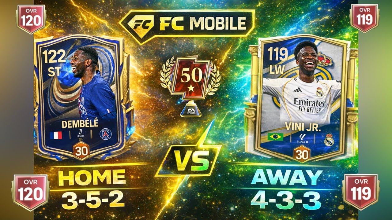 DEMBELE 4-3-3 vs VINI 3-5-2 FC MOBILE MATCH REVIEW 
