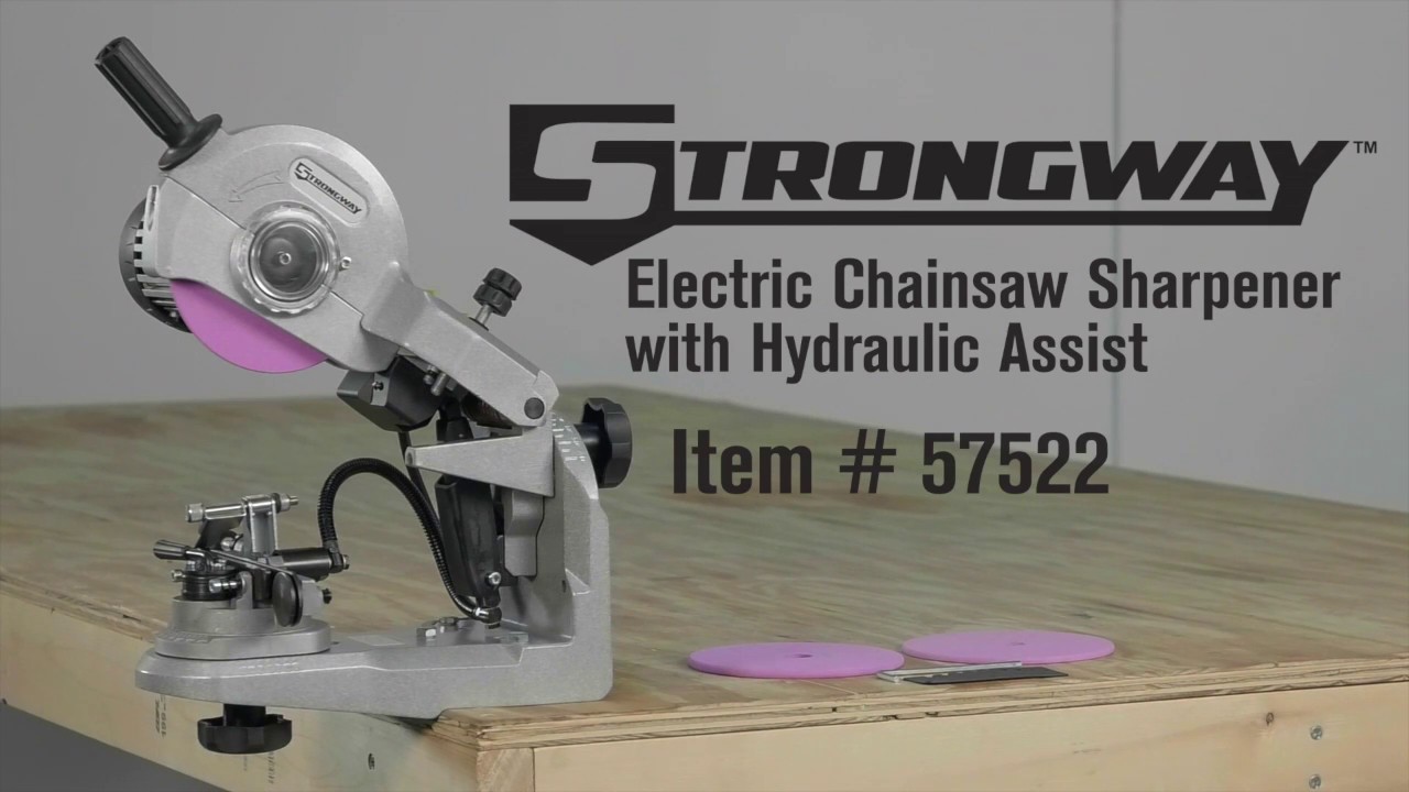 Strongway Electric Chainsaw Sharpener with Hydraulic Assist  120V 1/4in. to 3/4in. Pitch 3400 RPM