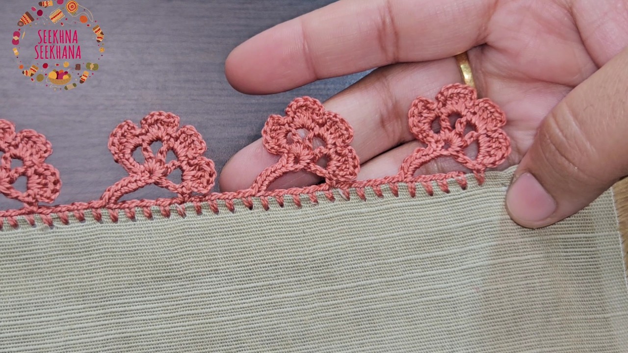 Elegant and trendy crochet flower dupatta lace for beginners/urdu and hindi crochet dupatta border