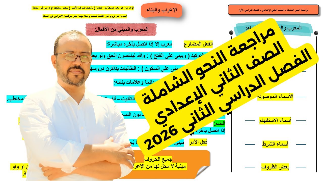 مراجعة النحو الشاملة - الصف الثاني الإعدادي - الفصل الدراسي الأول - 2026