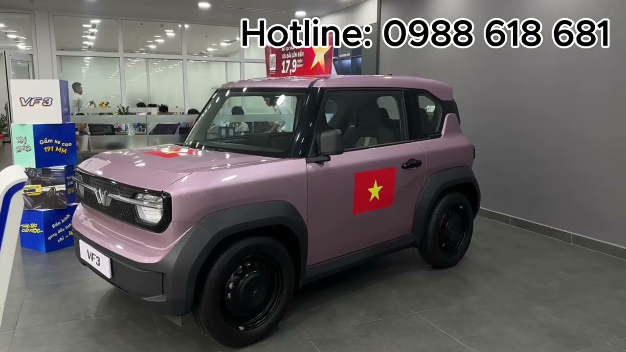 Chi tiết nội và ngoại thất VinFast VF 3 màu tím | Tiến VinFast Minh Đạo Ba Thang Hai