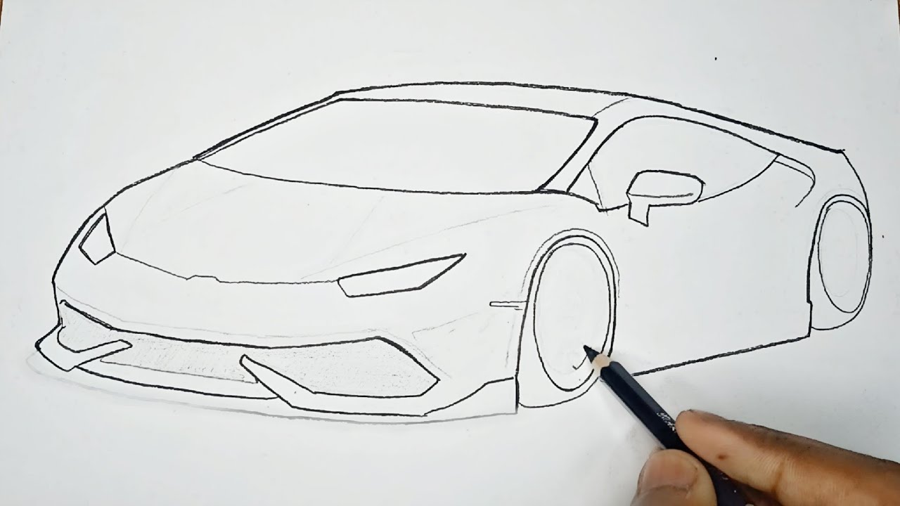 Урок рисования автомобиля Lamborghini Hurac&aacute;n 🔥 КАК НАРИСОВАТЬ LAMBORGHINI!