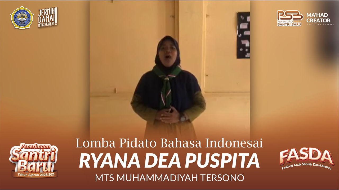 Ryana Dea Puspita || MTs Muhammadiyah Tersono || Pidato B Indonesia