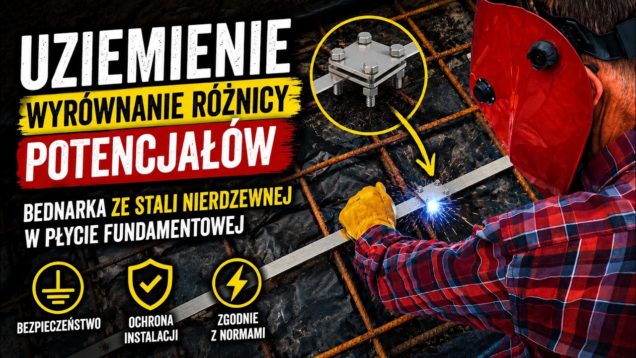 10.  Uziemienie - wyrównanie różnicy potencjałów - bednarka w płycie fundamentowej