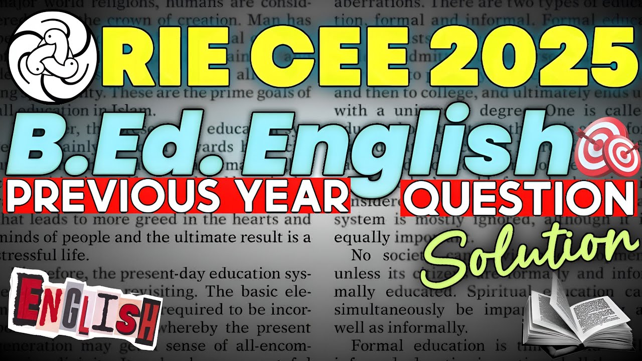 RIE CEE English PYQ 2025 (Level-2) | Most Important Questions for RIE CEE 2026