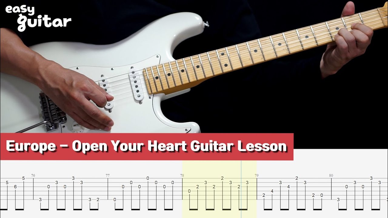 Europe - Open Your Heart Guitar Lesson With Tab Part 1/2(Slow Tempo)