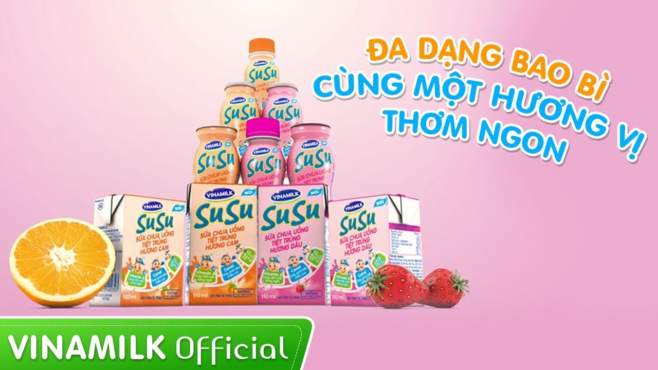 Quảng cáo sữa Vinamilk - Giới thiệu các loại bao bì của Sữa chua uống SuSu