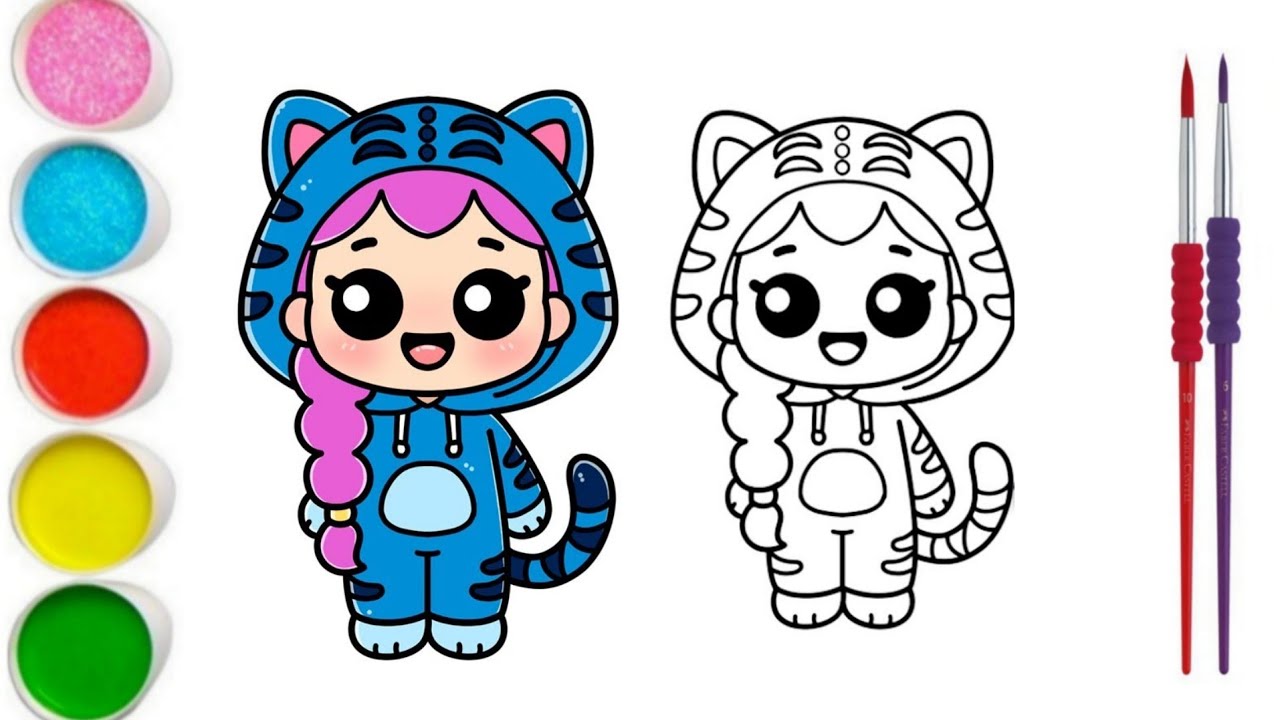 How to draw Rumi In The Derpy Tiger Outfit || K-Pop Demon Hunters || Easy Drawings for kids