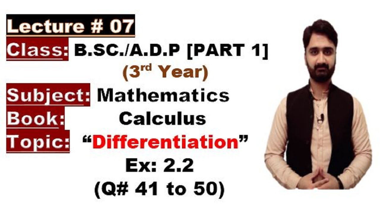 Online Math|BSC/ADP|3rd Yr|Part 1|Calculus|Ch#02|Ex:2.2|Differentiation (Q#41to50)Punjab University