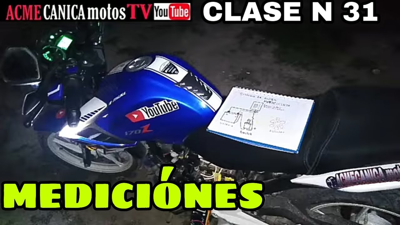 Midiendo voltaje de ESTATOR , REGULADOR, BATERÍA de moto , clase N 31