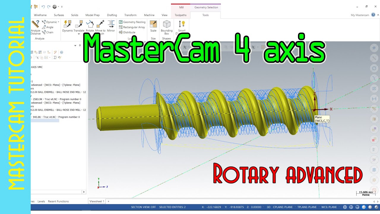 Lập trình Gia Công Trục Vít - Máy 4 Trục Trên MasterCam || Rotary Advanced Tool