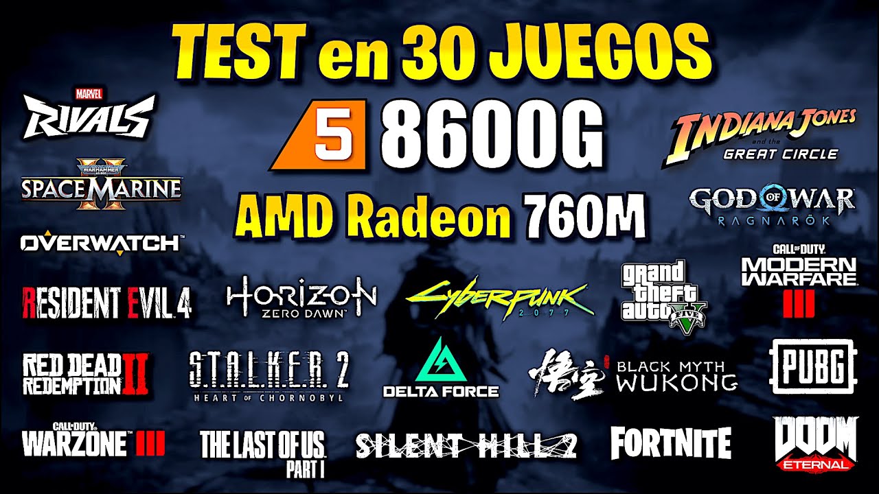 ✅ Ryzen 5 8600G ✅ TEST en 30 JUEGOS 🔴 Sin TARJETA GRÁFICA 🔴 2025 🔴