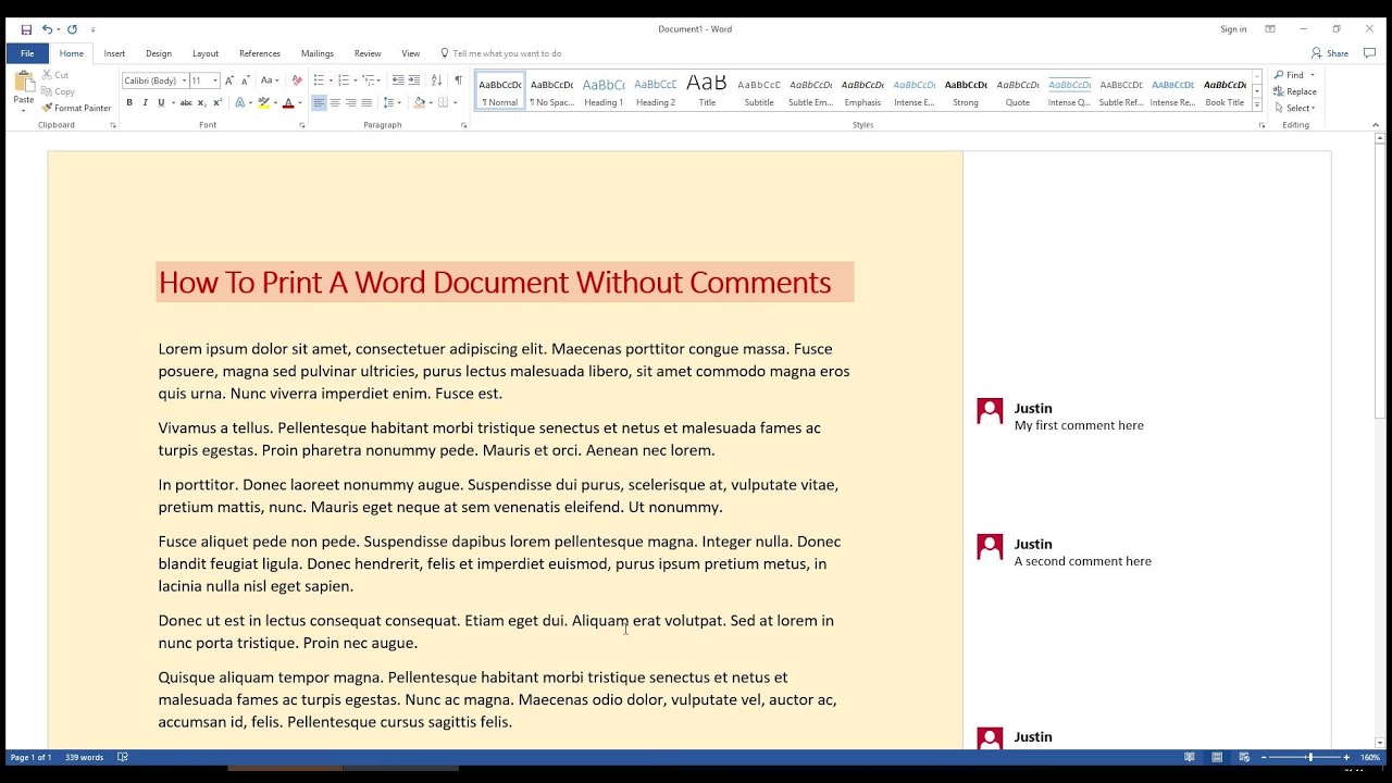 How To Print A Word Document Without Comments