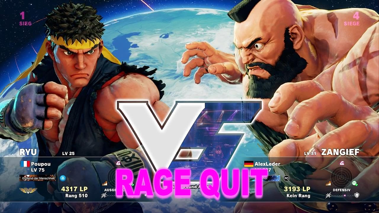SFV - Ryu (Poupou Gold / Haliax Teleporty!) Vs. Zangief - Rage Quit - 60fps ✔