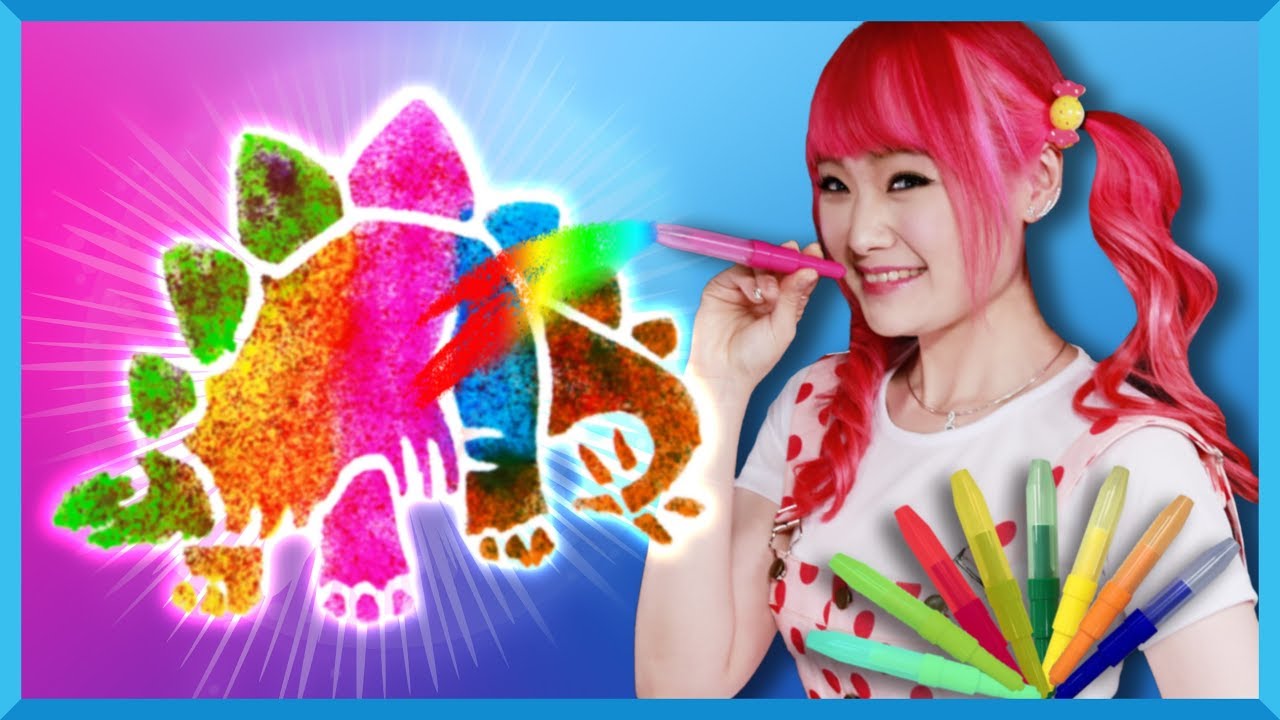 Mewarnai dengan cara meniup dengan blow pen| Rainbow Color Stencil | Mainan anak | Kids Toys