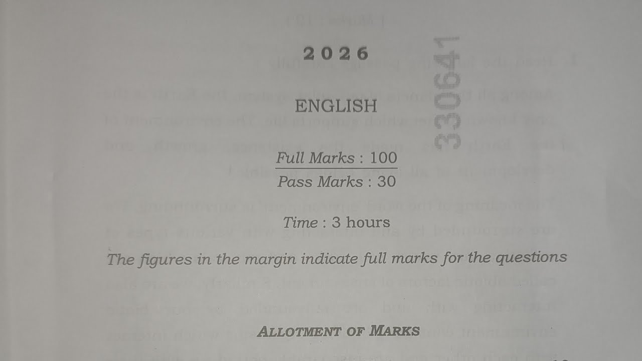 HS Final examination 2026|English Question Paper with solution of Grammar|Class 12 English|HS 2026