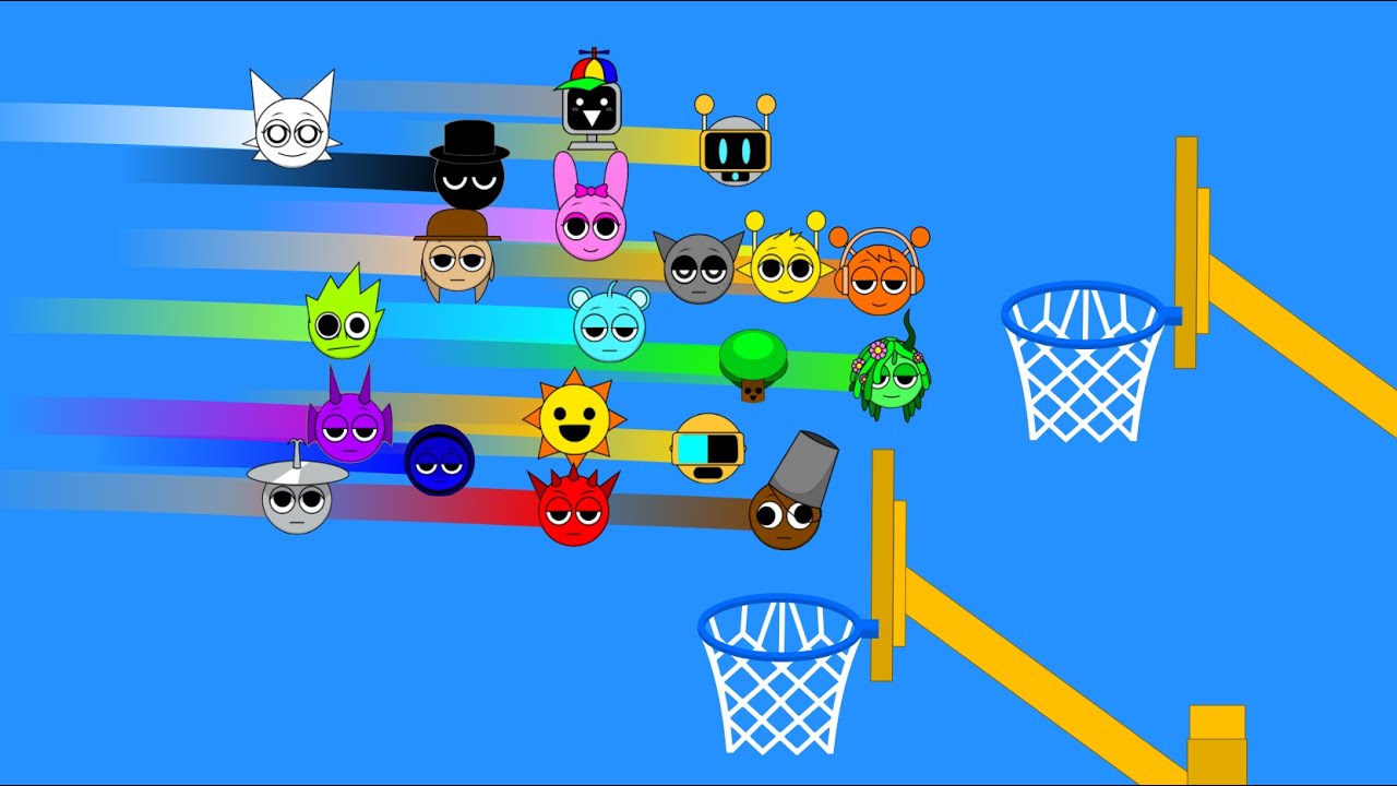 Basketball Marble Race with SPRUNKI , Who will be the winner !? #sprunki