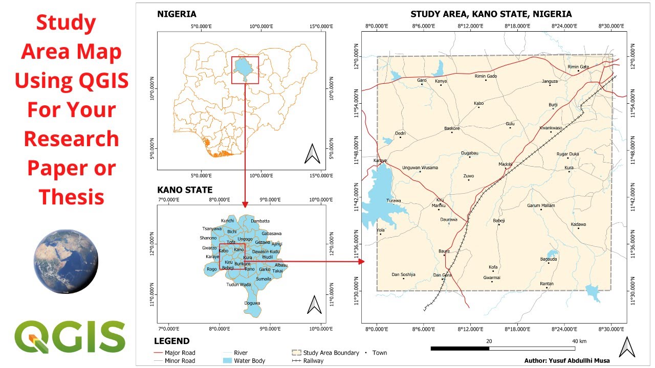 Create Study Area Map For Your Geophysical Research Paper or Thesis Using QGIS