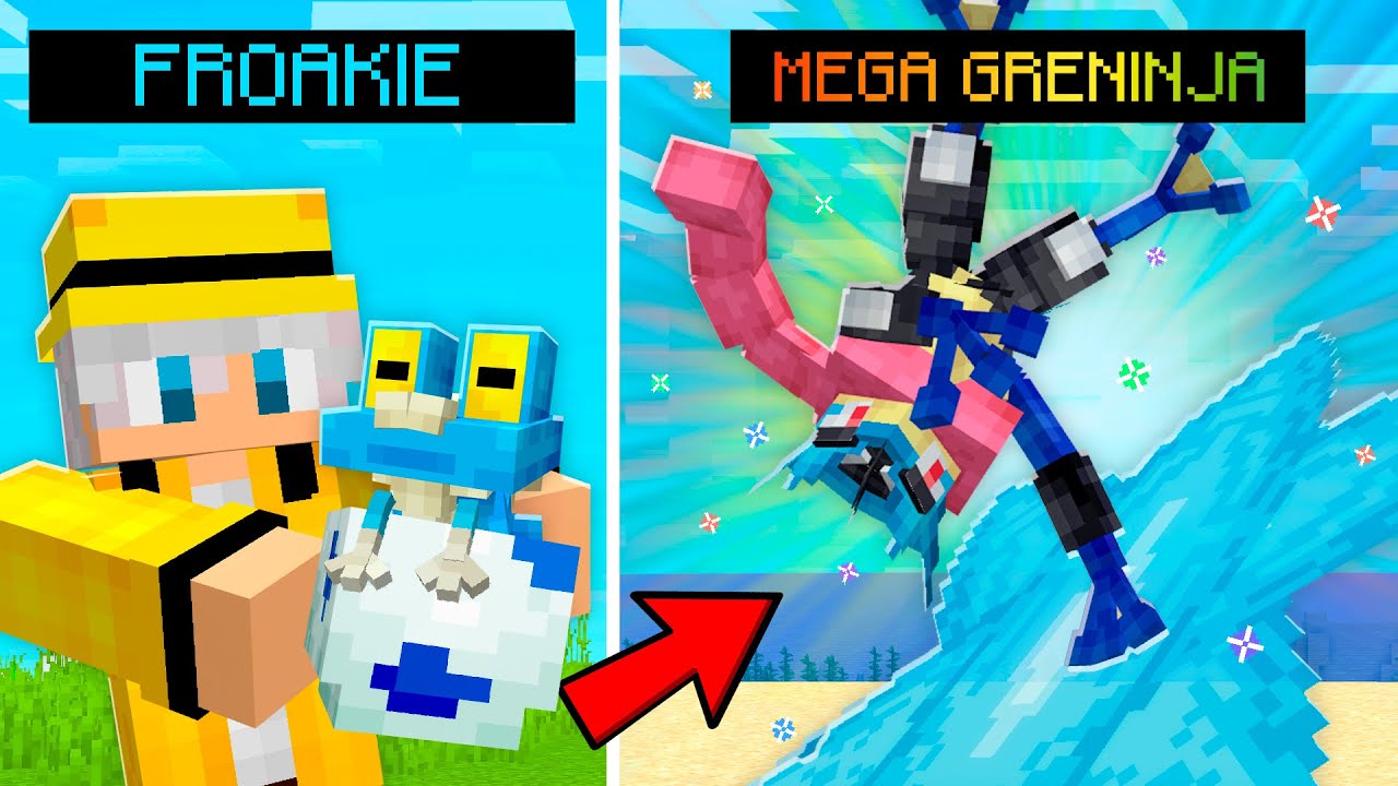 ADOTEI UM FROAKIE E O EVOLUI ATÉ MEGA GRENINJA NO MINECRAFT COBBLEMON!