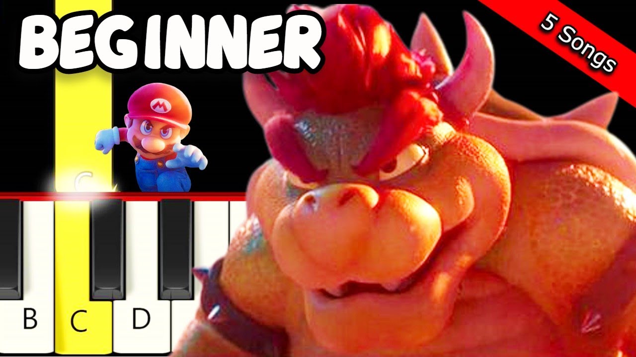 4 Super Mario Bros. Movie Songs - Easy and Slow Piano Tutorial - Beginner